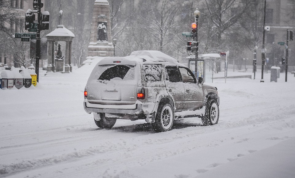 snowy car