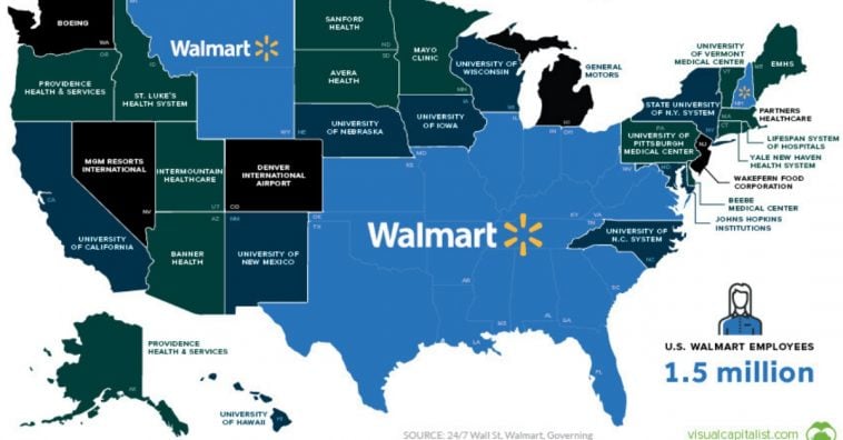 largest employer by state map Find Out Which Company Is The Largest Employer In Your State largest employer by state map