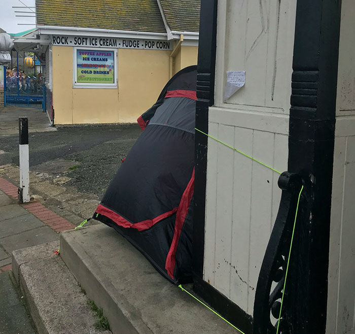 homeless man tent home