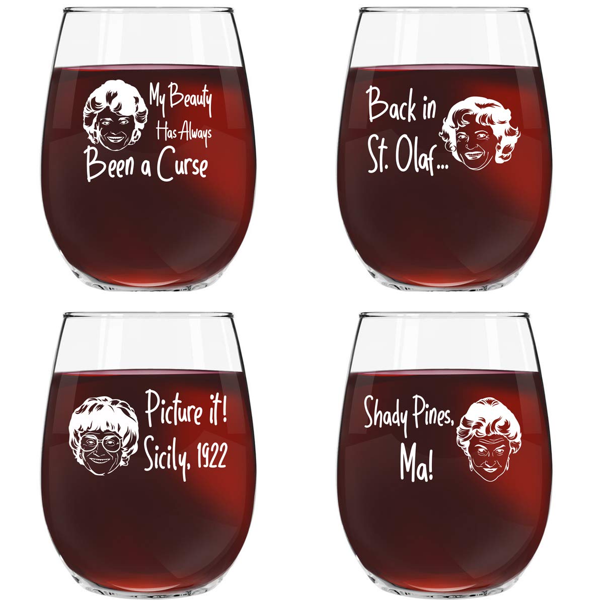 golden girls wine glasses