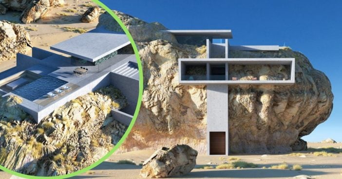 Architect creates design for a house inside a rock