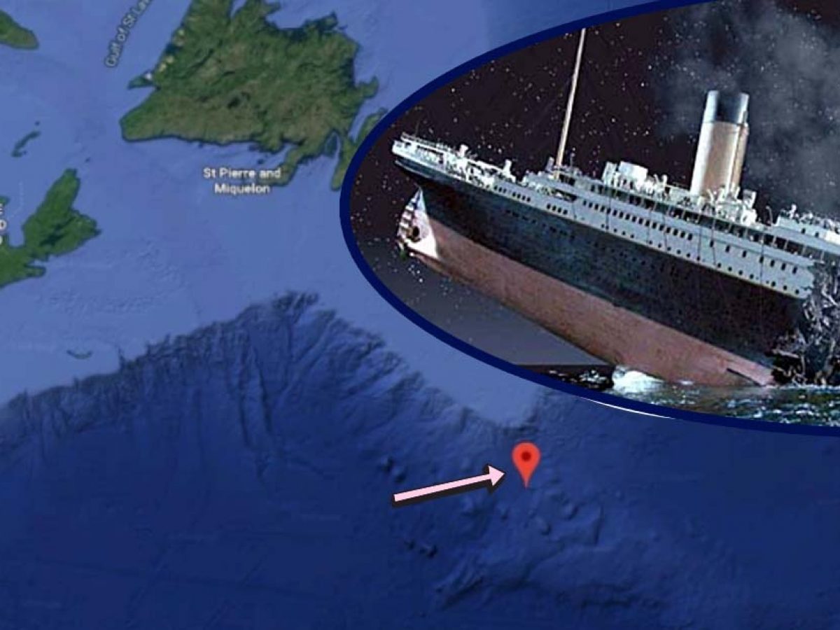 Покажи где затонул титаник. Место крушения Титаника со спутника. Титаник снимки со спутника. Титаник под водой сейчас 2022 местоположение. Место крушения Титаника на карте.