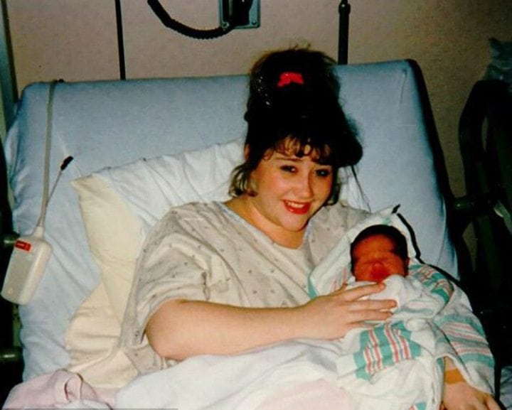 Broc when he was born, held by his mother