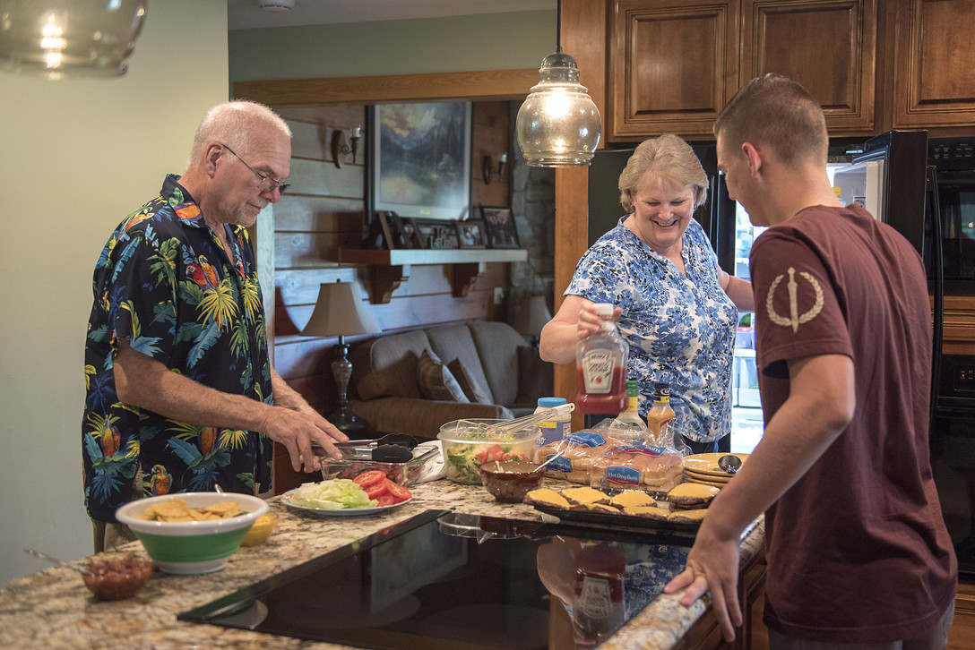 Family cooking together