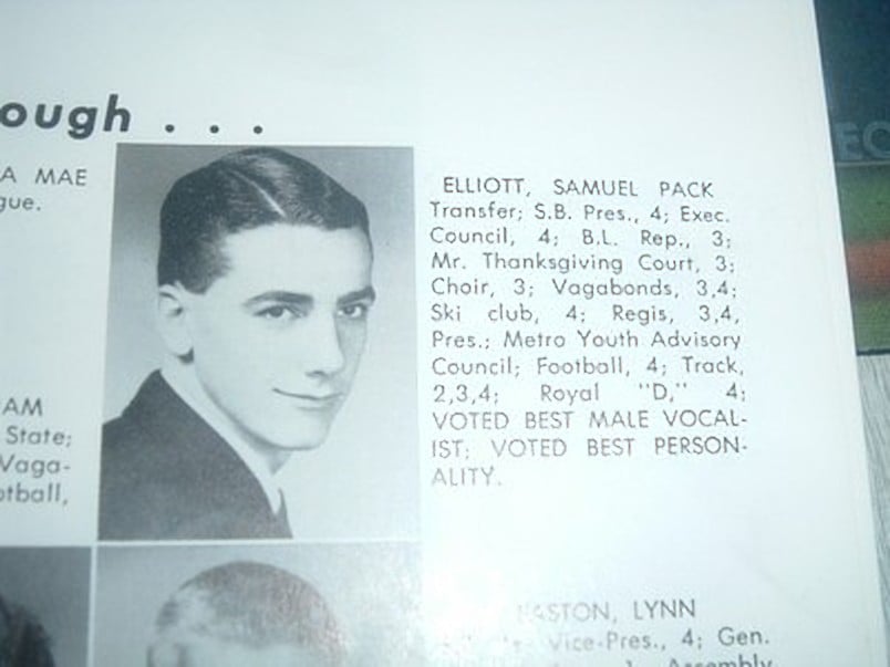 Sam Elliott in his school yearbook