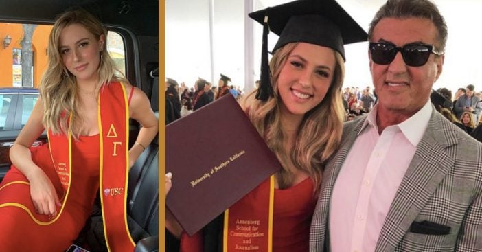 sylvester stallone's daughter graduates college