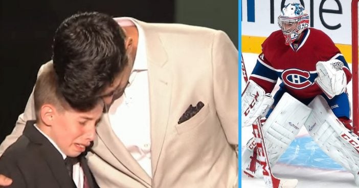 NHL player Carey Price surprises a young fan who recently lost his mother to cancer
