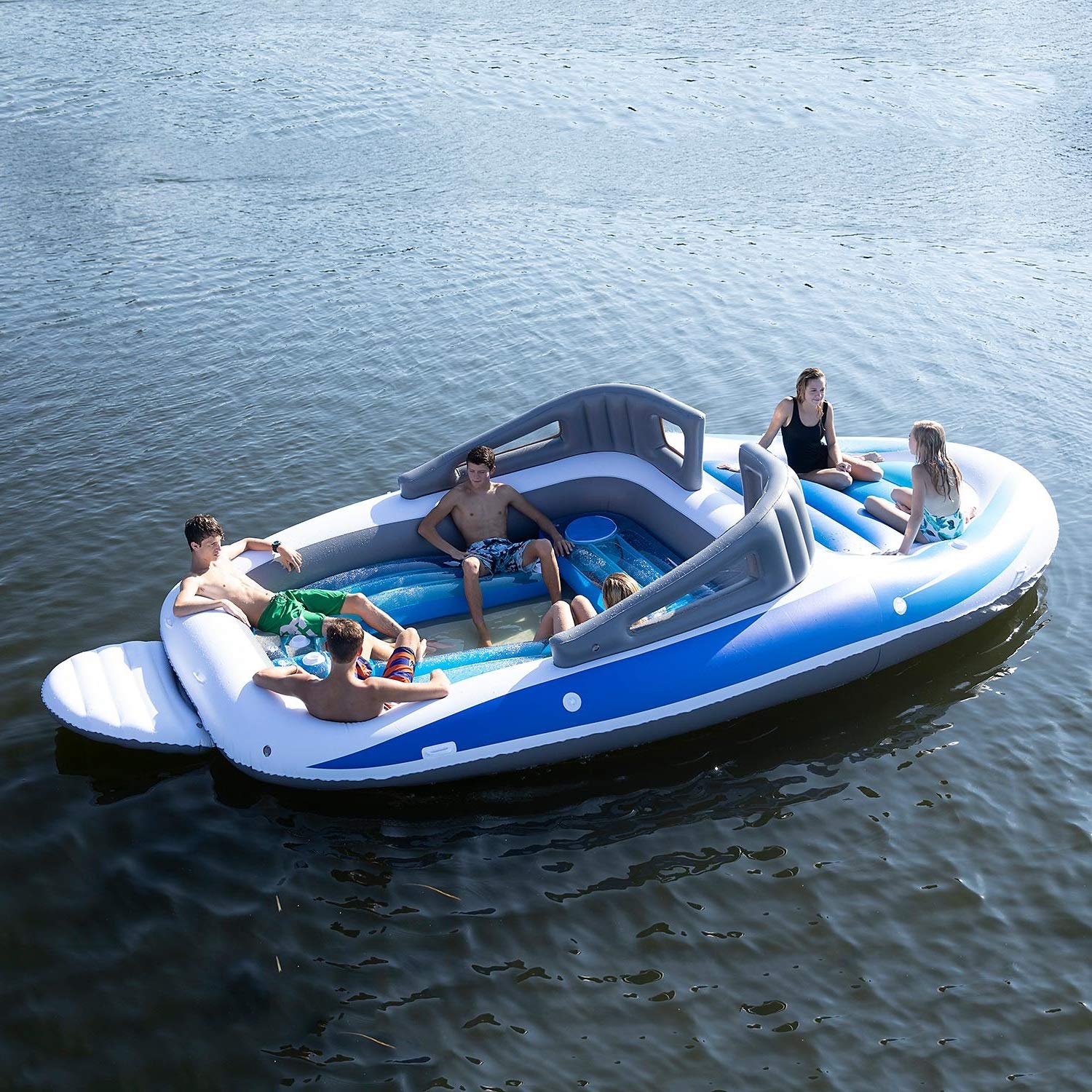 amazon is selling a small boat-sized pool float for six people