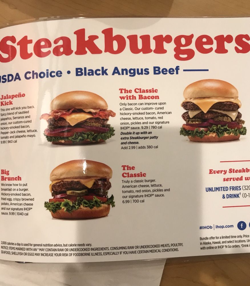 burger menu at IHOP