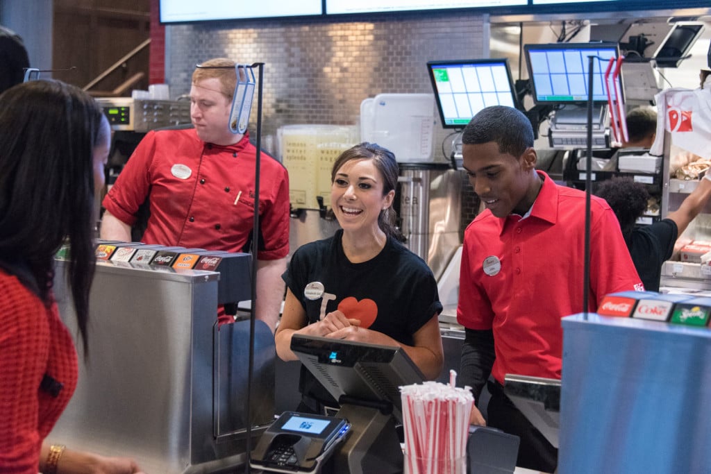 Chick-fil-A employees being friendly and polite