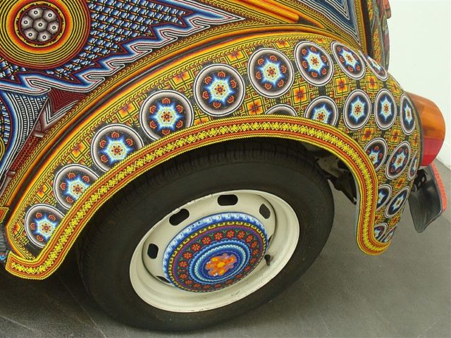 closeup of volkswagen bug with over 2 million beads