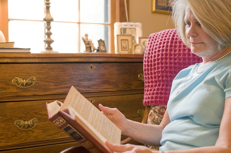 woman reading a book