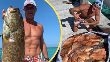 tim mcgraw shows off new fish, fans only see his abs