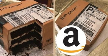 Husband Surprises Wife Her Favorite Thing For Her Birthday; An Amazon Box Birthday Cake
