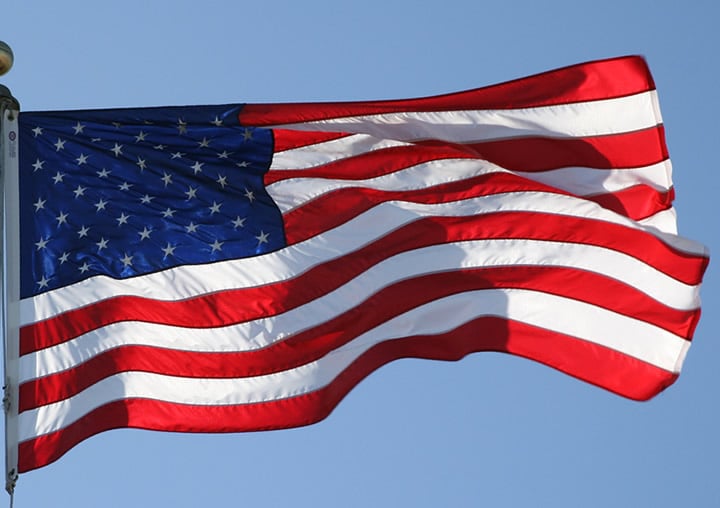 american flag flowing in the breeze