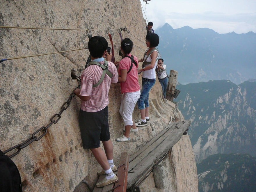 Crossing a sky bridge