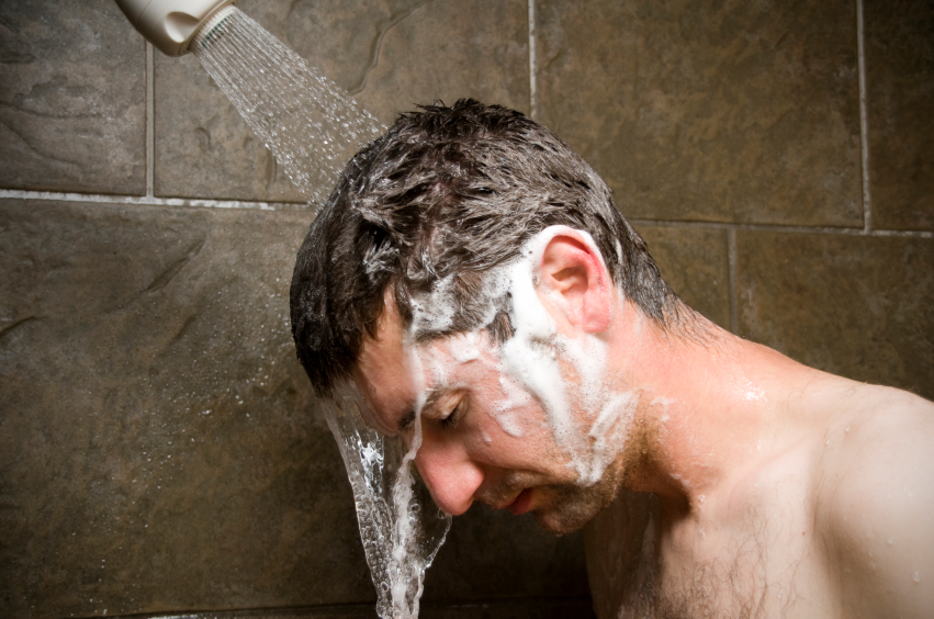 Rinsing off in the shower 