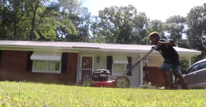 12 year old Jaylin Clyburn has been cutting lawns to save money for college