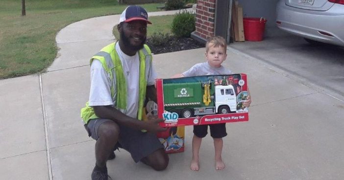 Sanitation Worker Gifts Toy Recycle Truck To Boy Who Regularly Greets Him