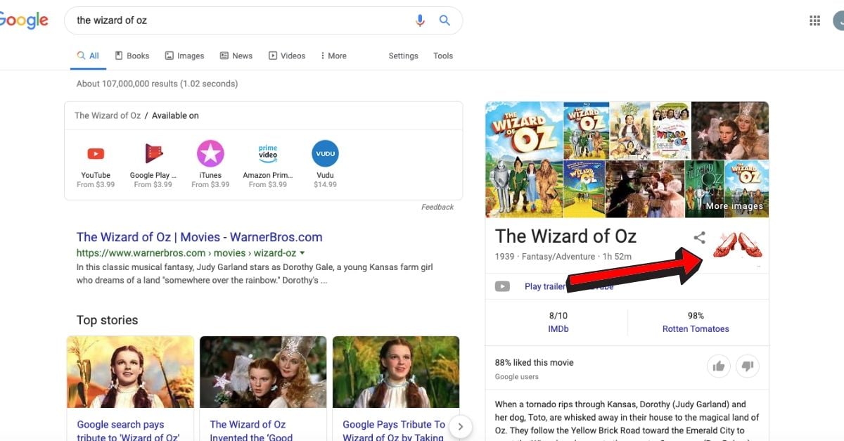 Google celebrates Wizard of Oz 80th anniversary