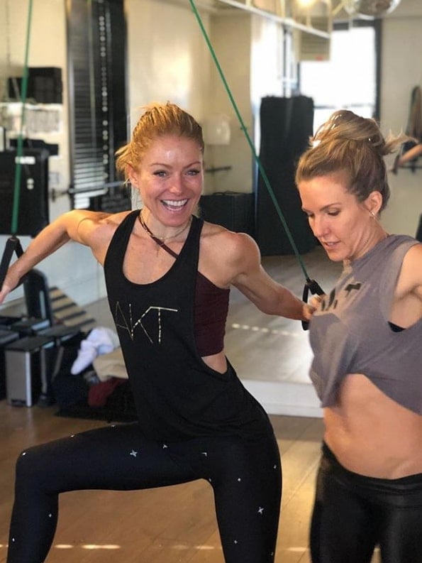 kelly ripa and friend working out 