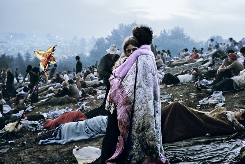 Nick and Bobbi Ercoline Holding Each other in Bethel, New York at Woodstock 'Aquarian Exposition' In 69