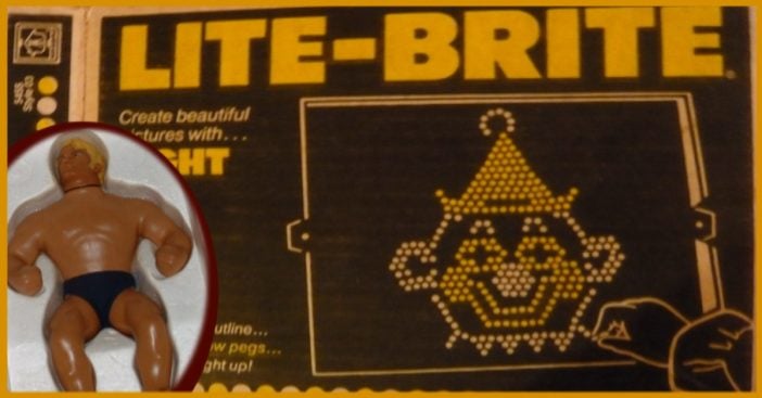 Vintage toys like the lite-brite and stretch armstrong.