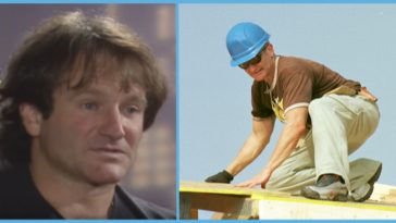 Robin Williams helping build houses for Habitat for Humanity.