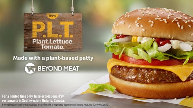 mcdonalds releases PLT meatless burger