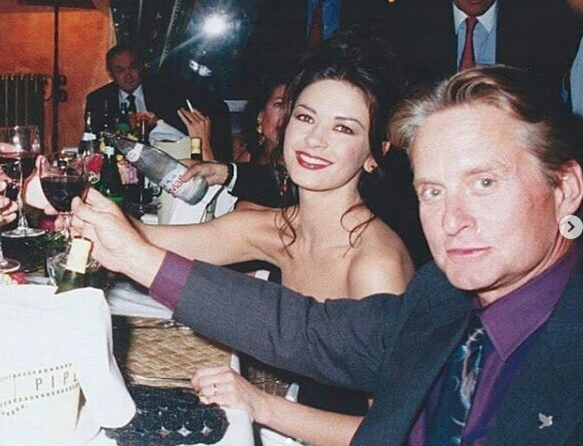 catherine zeta-jones shares birthday pic with kirk douglas