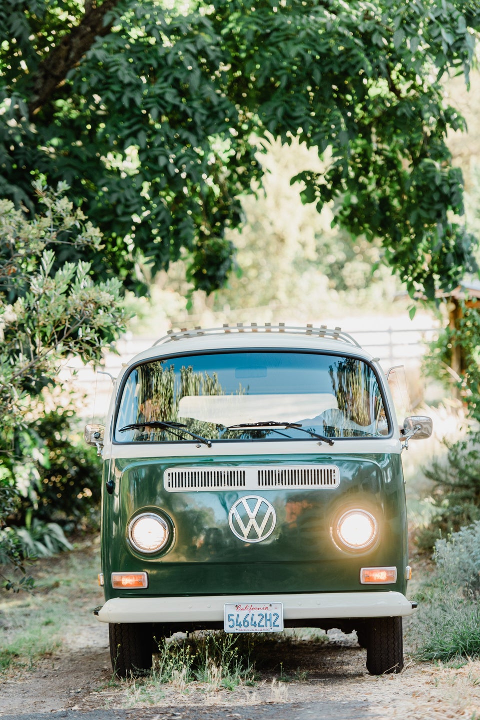 green volkswagen bus winery tour