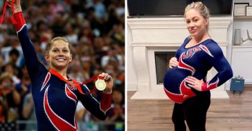Shawn Johnson wears her 2008 Olympics leotard at 40 weeks pregnant