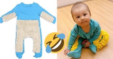 Baby onesie that doubles as a mop