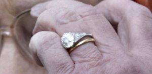 Diamonds adorn Queen Elizabeth II's engagement ring