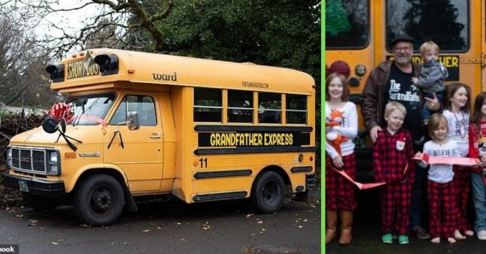 Grandpa buys school bus to take his grandchildren to school every day