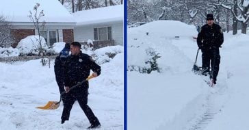 Police Officers Clear A Foot Of Snow From 99-Year-Old Woman's Driveway And Sidewalk