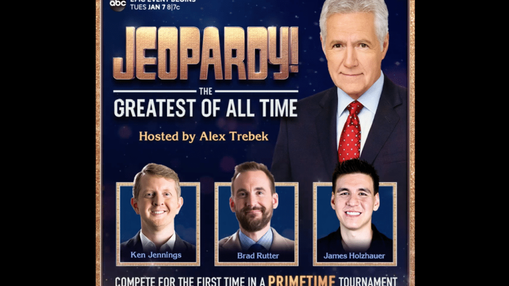 Alex trebek plots upcoming jeopardy greatest of all time tournament