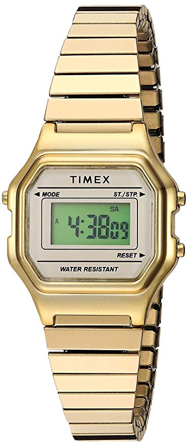 old school timex gold digital watch 