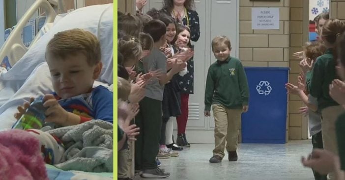 6-Year-Old Boy Gets Standing Ovation From Classmates After Beating Cancer