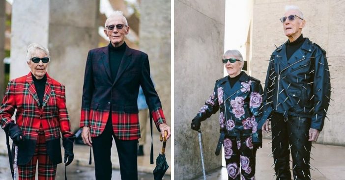 86 year old grandparents model their grandsons fashion line in Paris