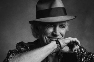 Keith Richards reeled in his crazy lifestyle for a calm moment with his growing family