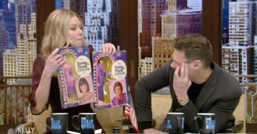 Kelly Ripa receives Donny and Marie Osmond dolls from a fan