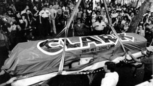 Pittsburgh quickly took immense pride in housing the birth of the D.L. Clark company and gave out chunks of this giant Clark Bar to Kennywood Park visitors