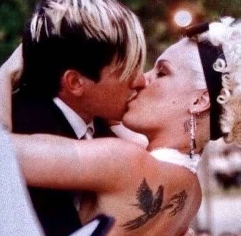 pink carey hart wedding throwback photo 