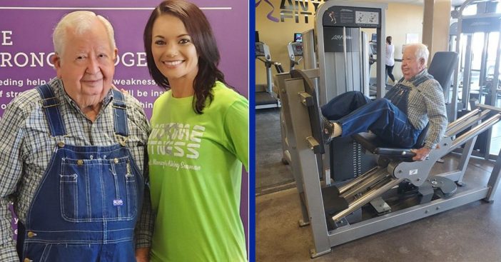 91-Year-Old Man Works Out In Overalls Every Day At His Local Gym