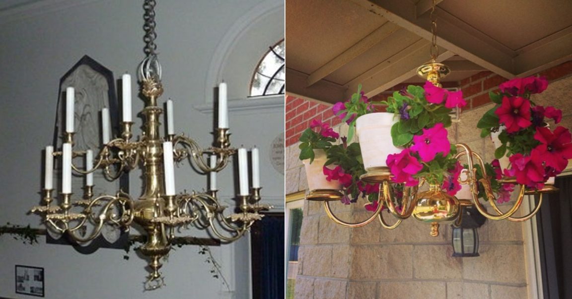 Take A Look At These Old Chandeliers Repurposed As Unique Planters