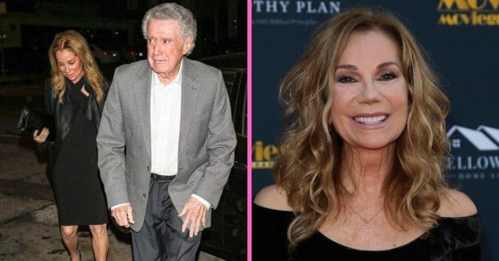 Regis Philbin presents Kathie Lee Gifford with an award