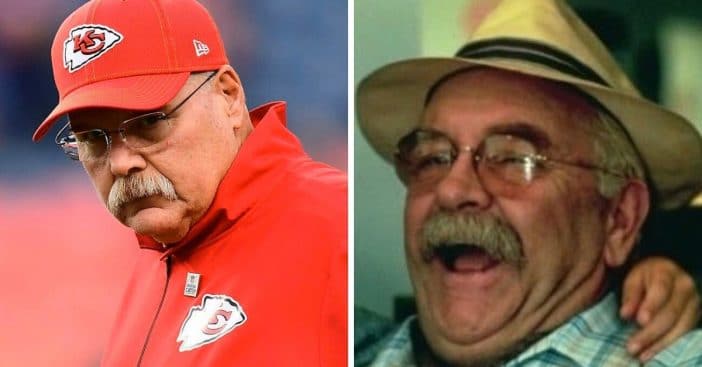 Wilford Brimley jokes that he looks just like Kansas City Chiefs coach Andy Reid