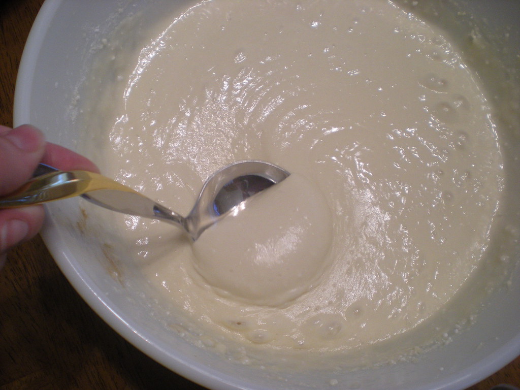 mixing cake batter