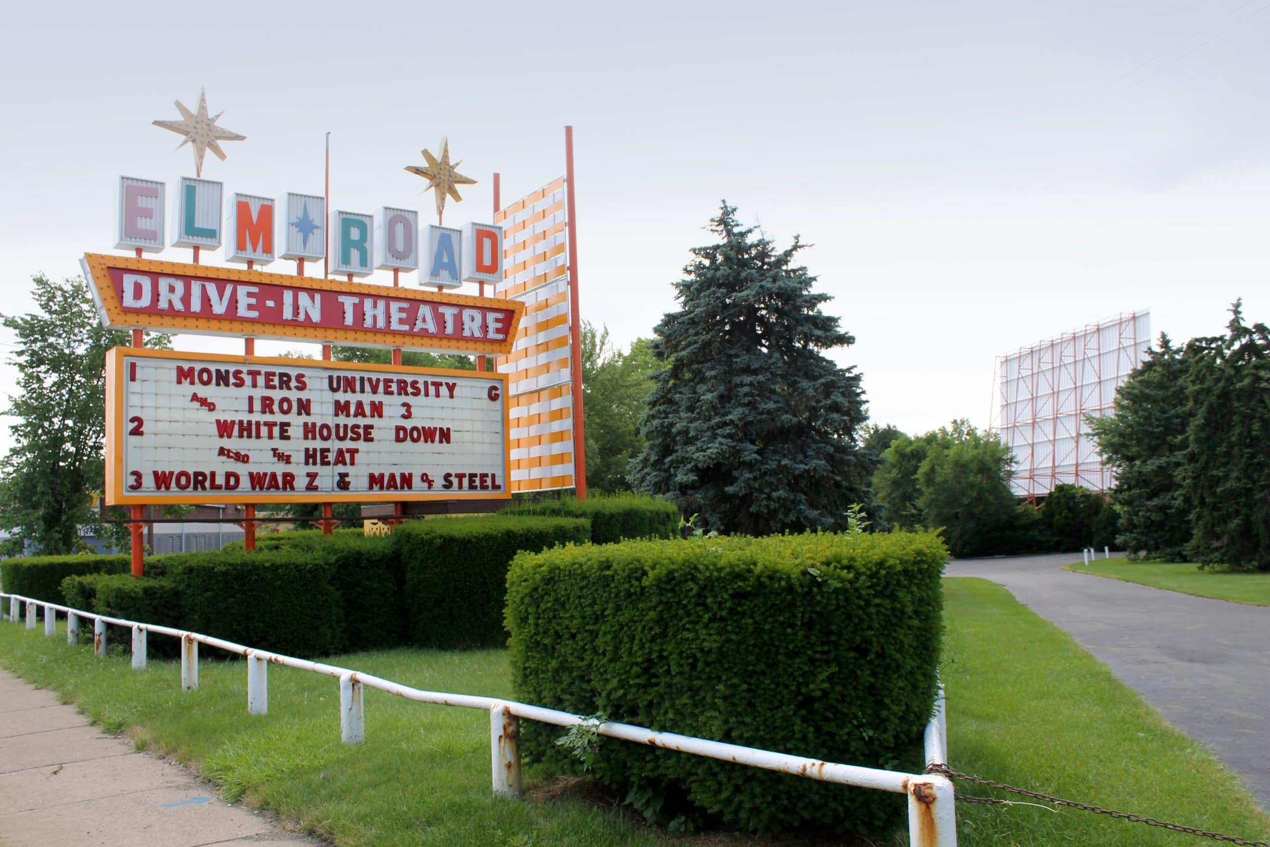 drive in movie theater sign